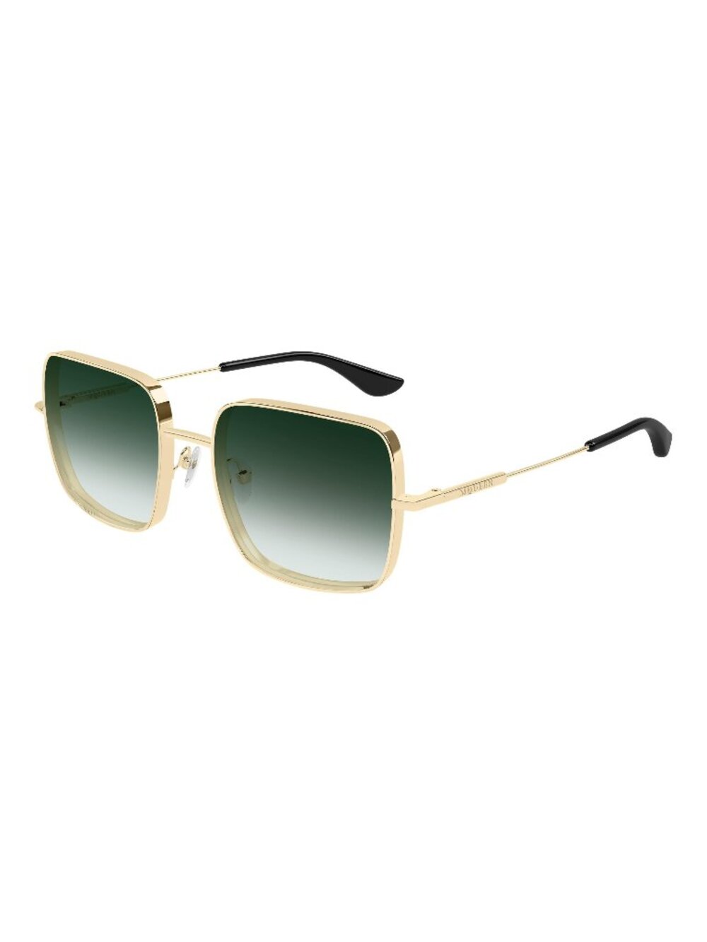 New Alexander McQueen Women's Sunglasses Gold Green Lens Metal Frame AM0564S 003